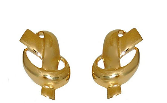 Thumbnail: 1990s VINTAGE LOVE KNOTE GOLD PLATED CLIP ON EARRINGS
