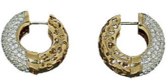 CUBIC ZIRCONIA GOLD PLATED STERLING SILVER PIERCED HOOP EARRINGS