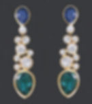 VINTAGE GROSSE EMERALD AND SAPPHIRE CLIP ON EARRINGS