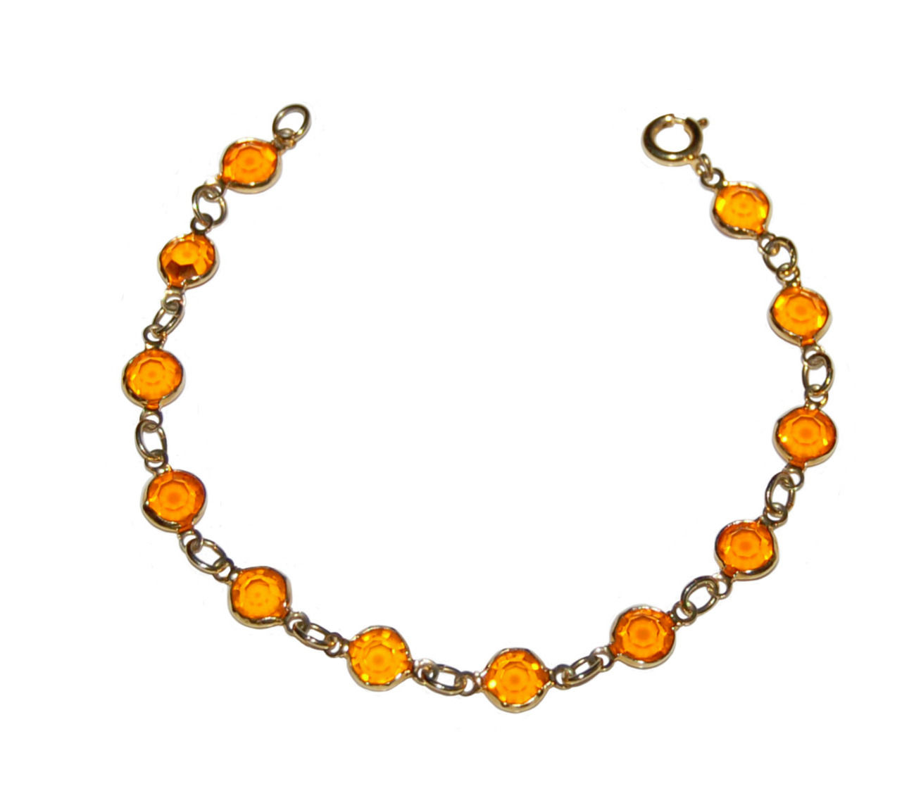 CITRINE COLOURED GLASS CRYSTAL BRACELET