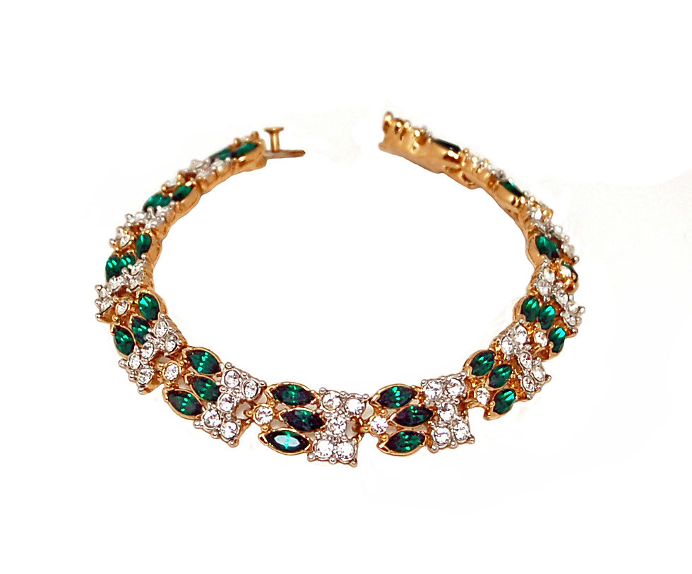 Thumbnail: ATTWOOD AND SAWYER EMERALD AND CRYSTAL TENNIS BRACELET