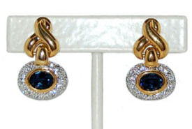Thumbnail: BRIDAL STATEMENT SAPPHIRE AND CRYSTAL PIERCED EARRINGS