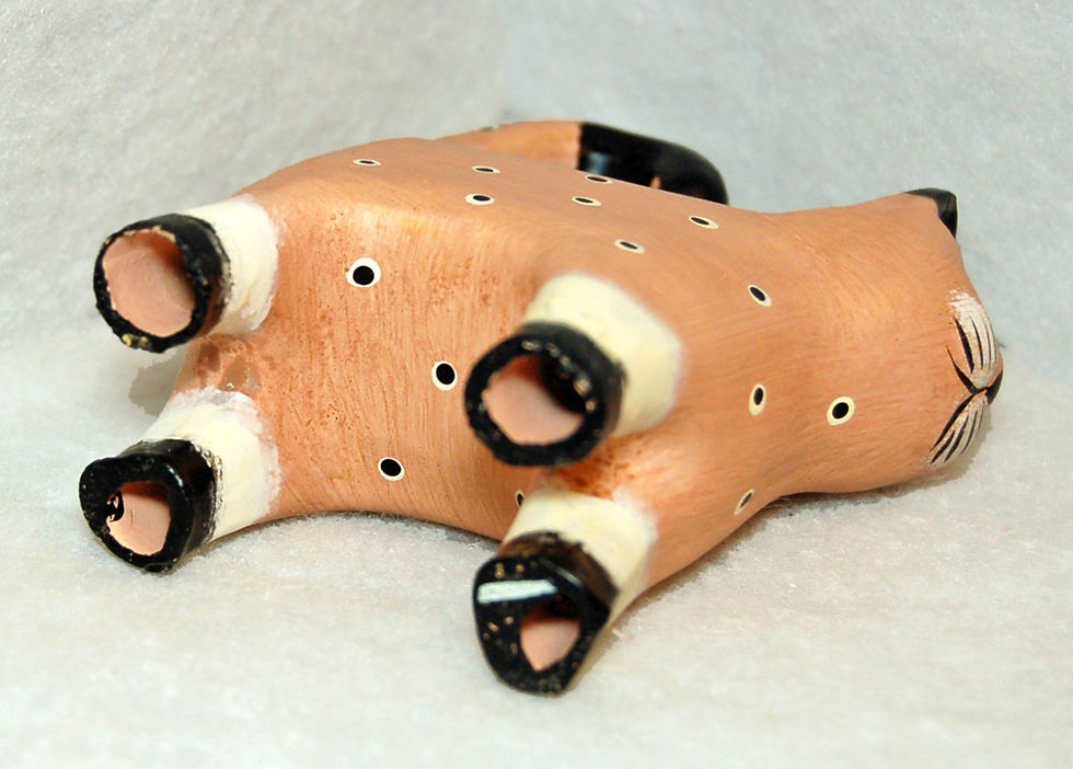 Thumbnail: VINTAGE HANDCRAFTED POTTERY SPOTTY GINGER CAT FIGURINE