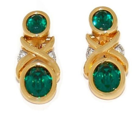 Thumbnail: VINTAGE EMERALD CRYSTAL DROP CLIP ON EARRINGS