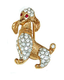 VINTAGE ATTWOOD AND SAWYER CRYSTAL POODLE BROOCH
