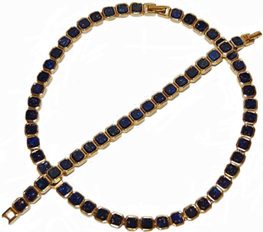 VINTAGE NINA RICCI SET OF STATEMENT LAPIS NECKLACE AND BRACELET