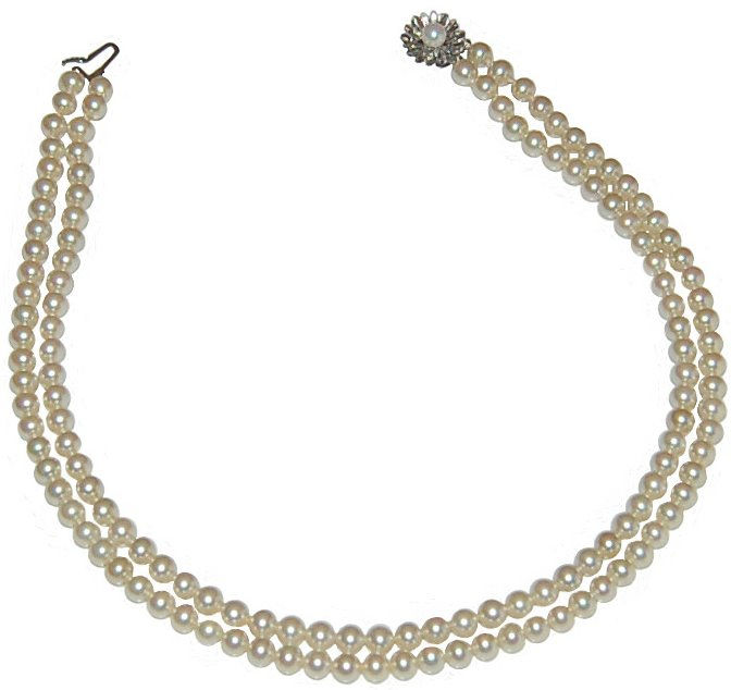 VINTAGE BRIDAL DOUBLE STRAND OF PEARL NECKLACE