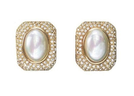 CHRISTIAN DIOR COUTURE PEARL AND CRYSTAL EARRINGS