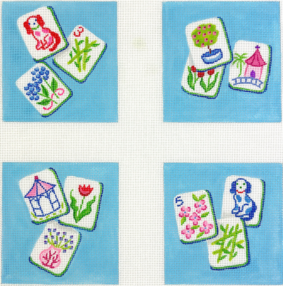 Mahjong coasters - English country garden theme