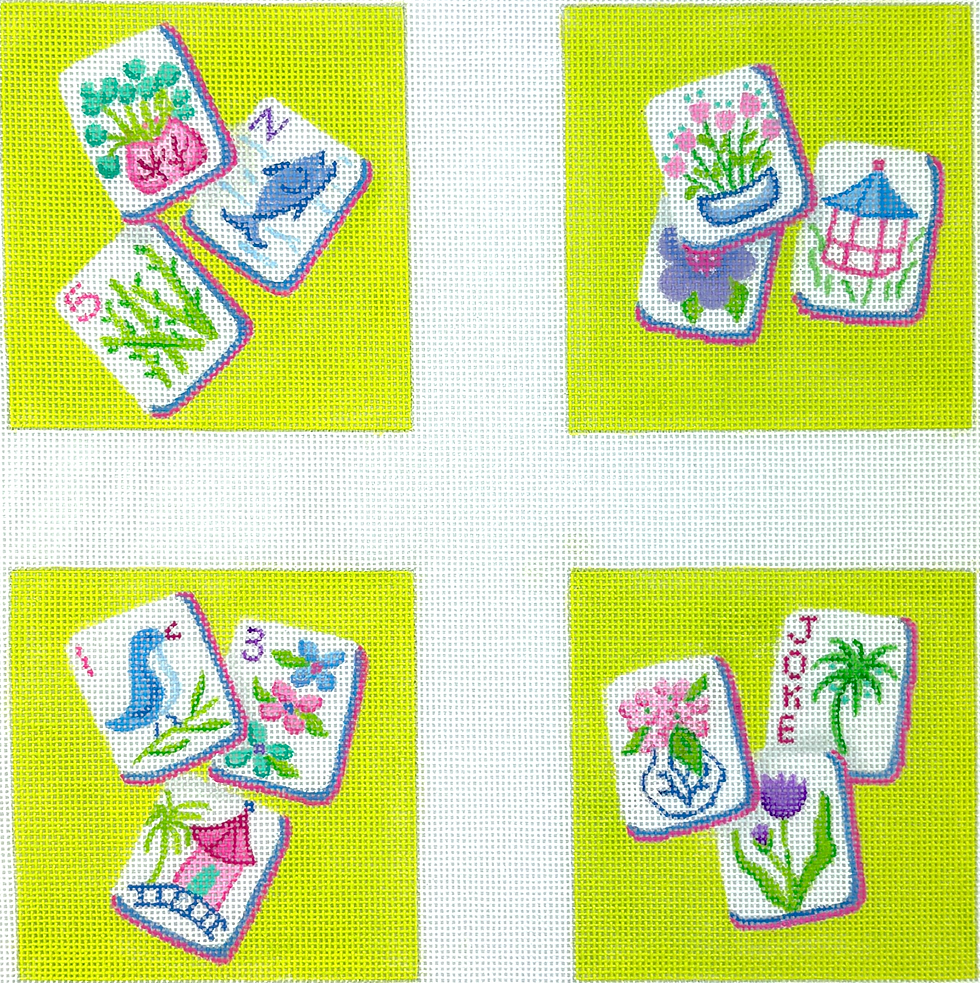 Mahjong coasters - chinoiserie theme
