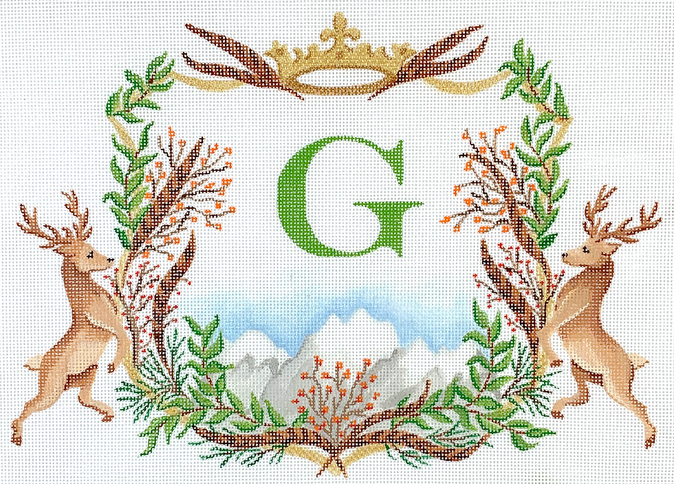 Stags w/ pheasant feathers, greenery & crown