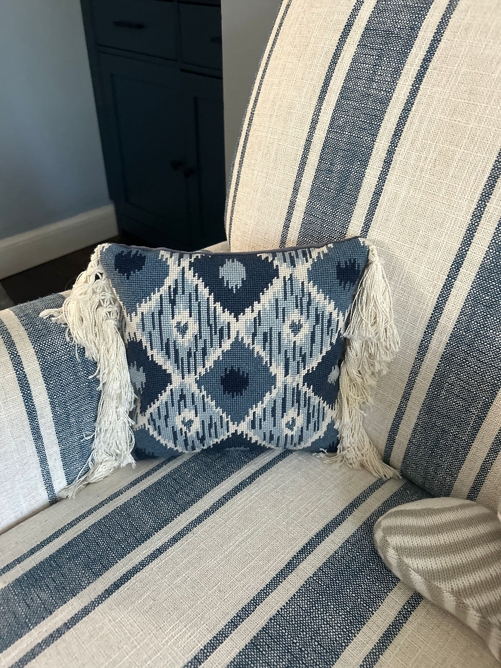 Ikat pillow in blues