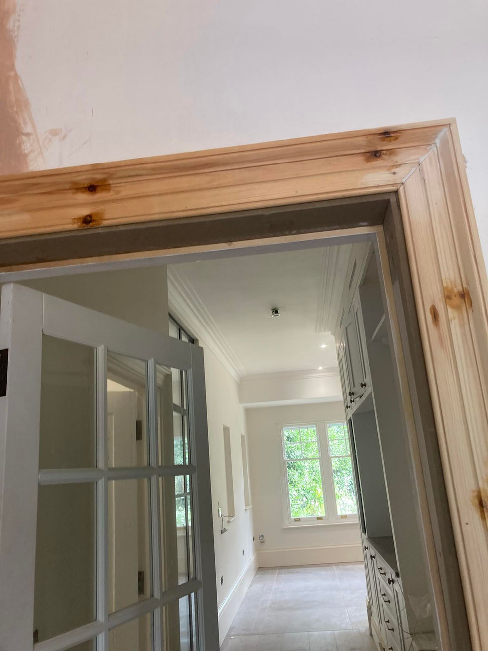 pine architrave and prime glass panel door