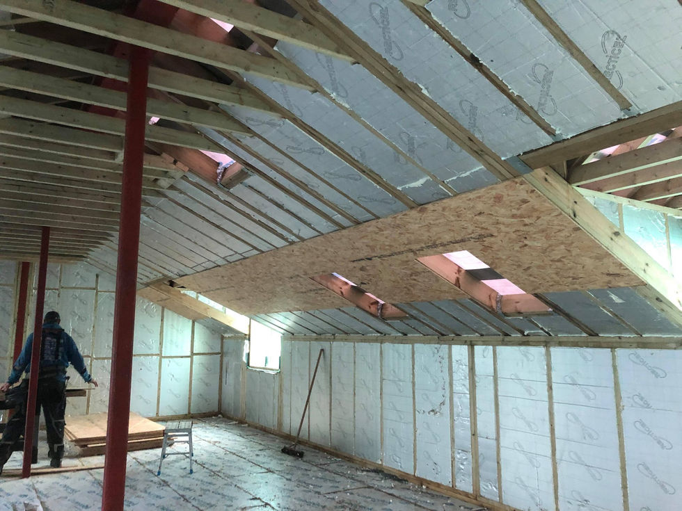 foam board insulation added between internal stud work