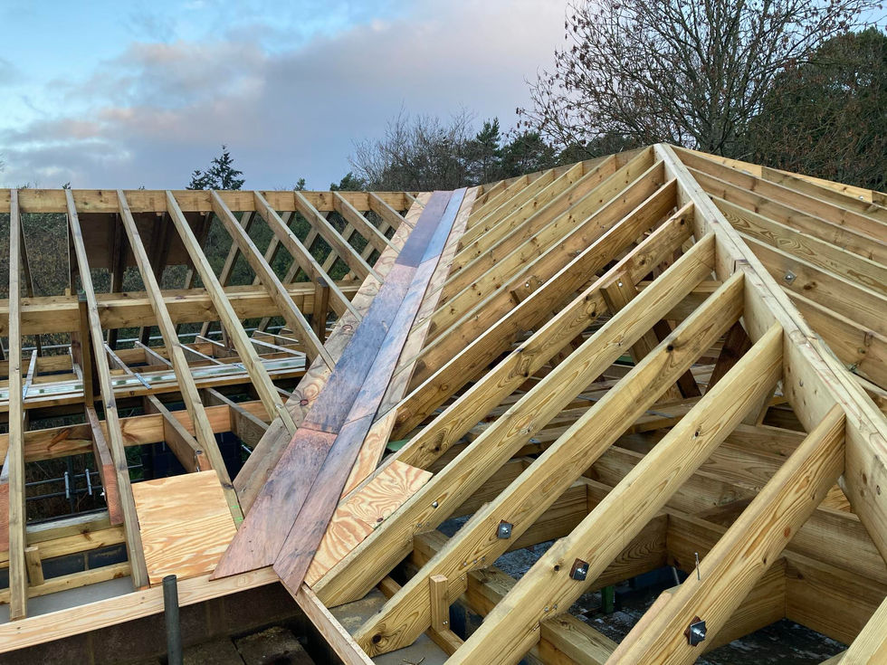 structural roof carpentry, roof structure, extension roof, hand cut roof, ply valley