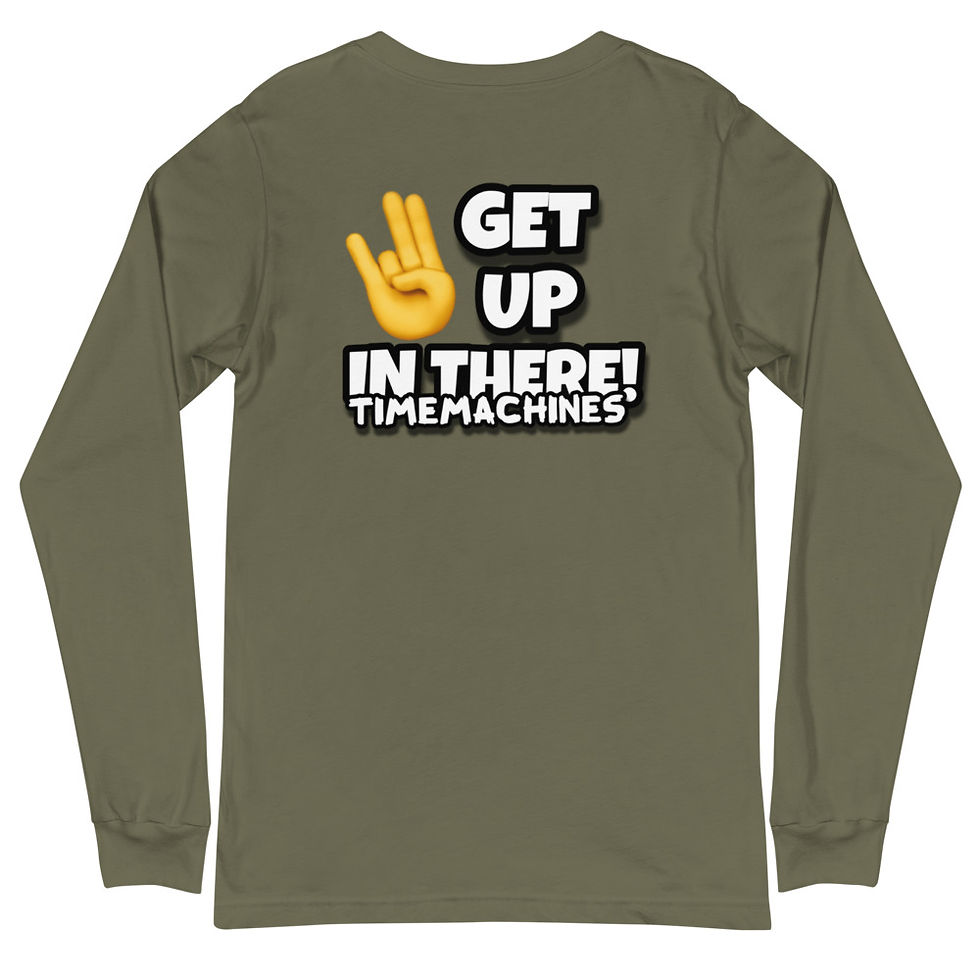 Thumbnail: 2X TimeMachines Get Up In There! Stunner Emoji White Outline Long Sleeve Tee