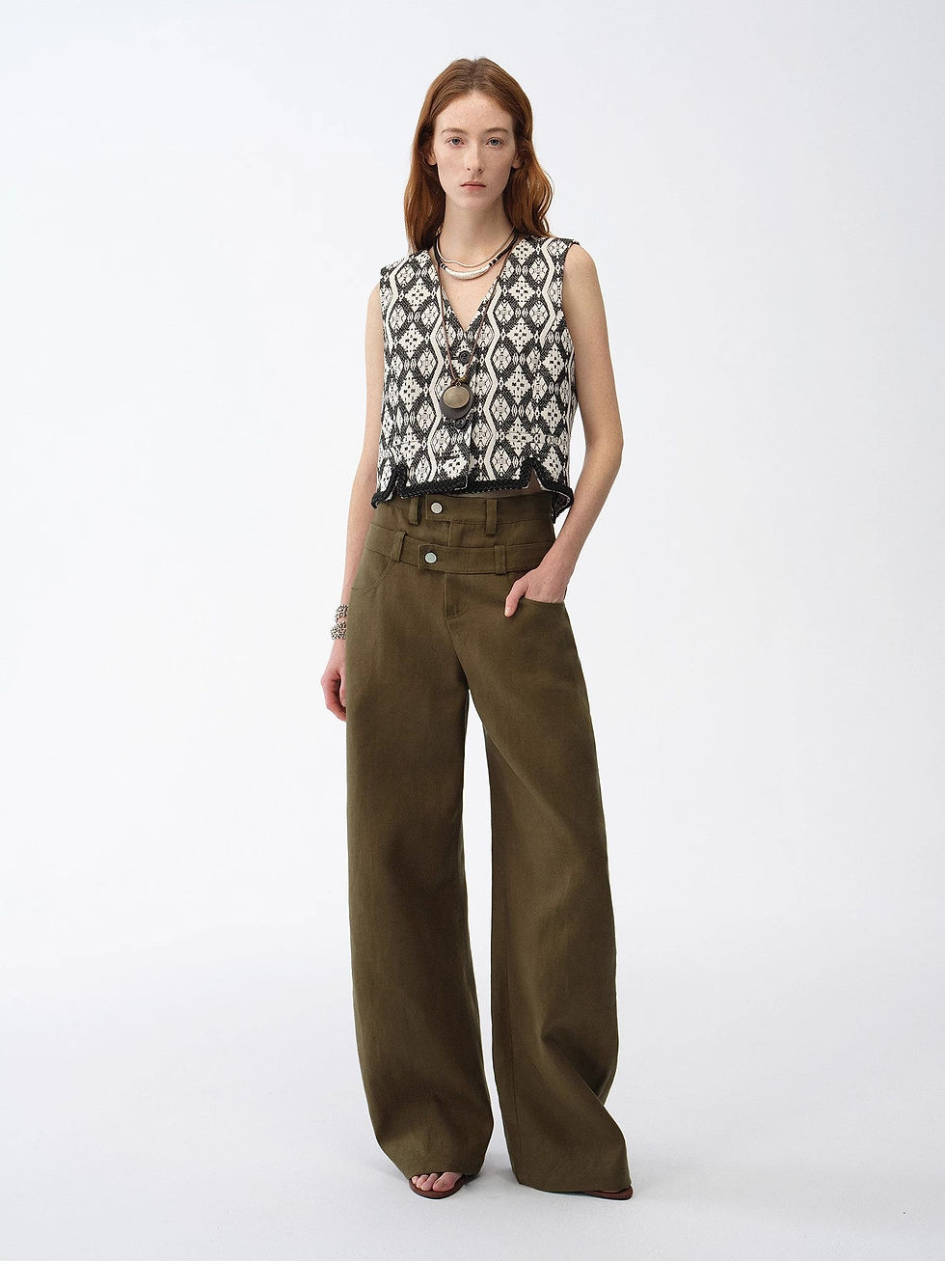 Thumbnail: Old Money Style Linen Cut Scimitar Pants"Weiss Love Letter"