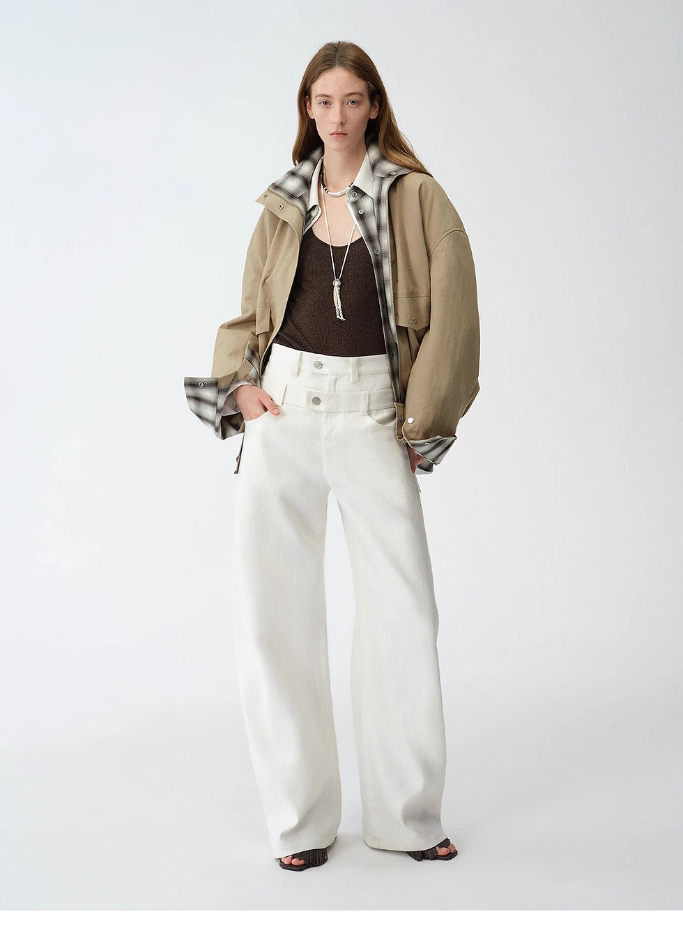 Thumbnail: Old Money Style Linen Cut Scimitar Pants"Weiss Love Letter"