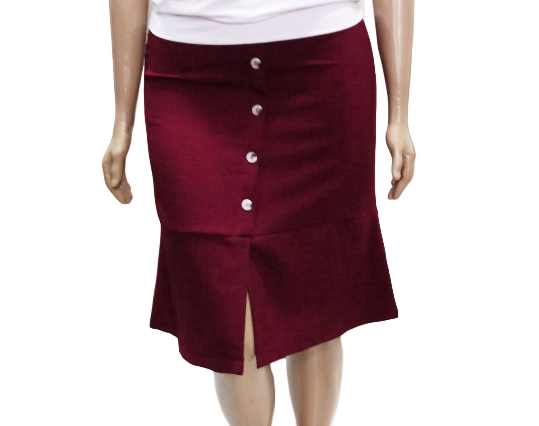 Saia Social Midi Plus Size Forrada Tecido Linho  035