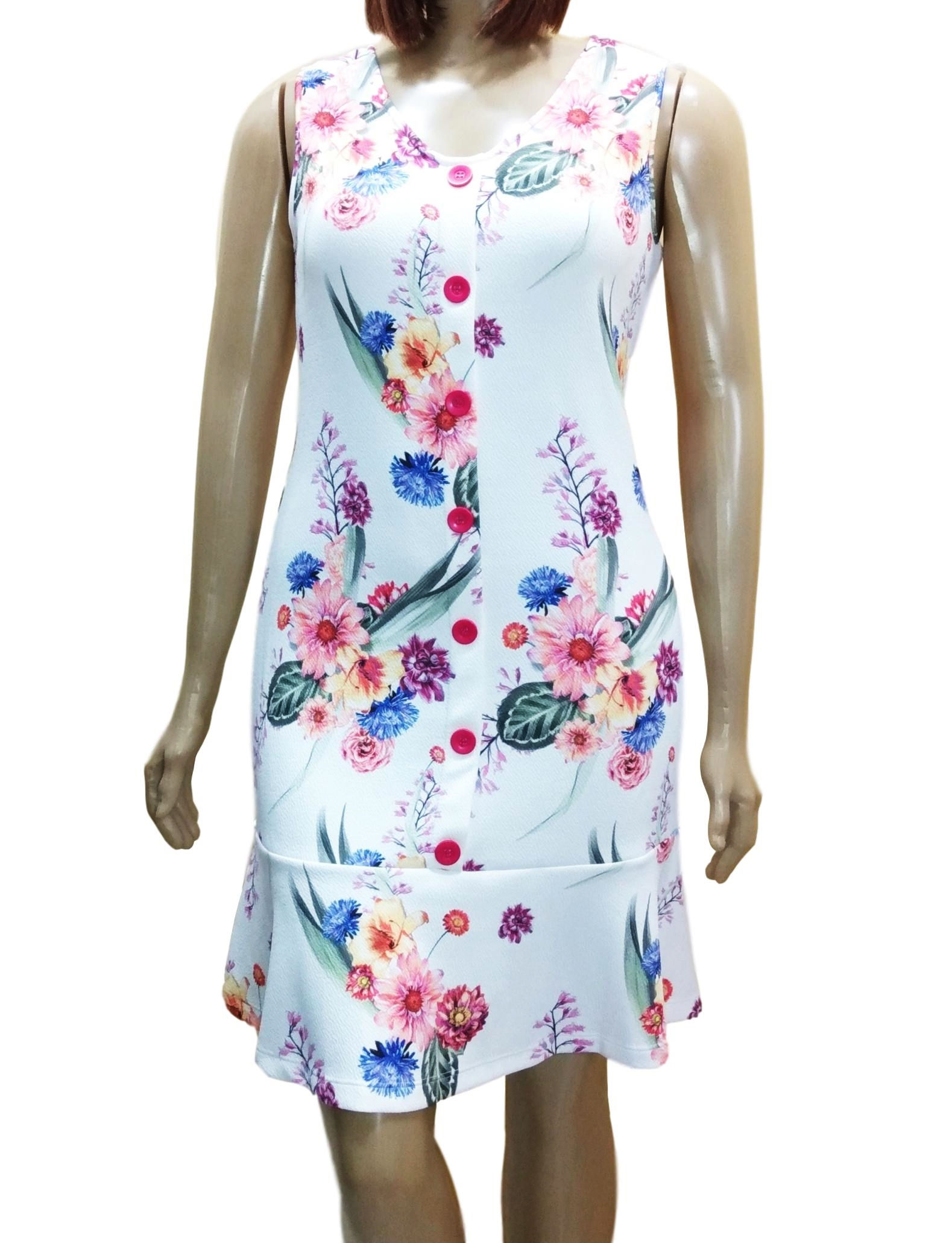 Vestido Plus Size Malha Jacquard Curto Social Evasê 483