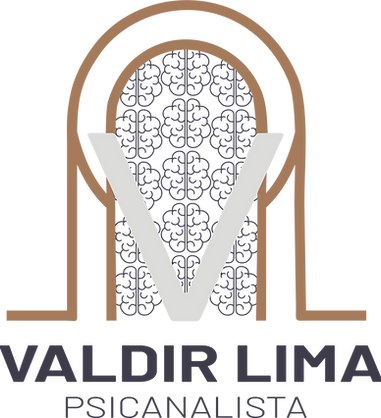Logotipo do psicanalista Valdir Lima, com estilo moderno e simbologia refinada. No centro da imagem, destaca-se uma grande le
