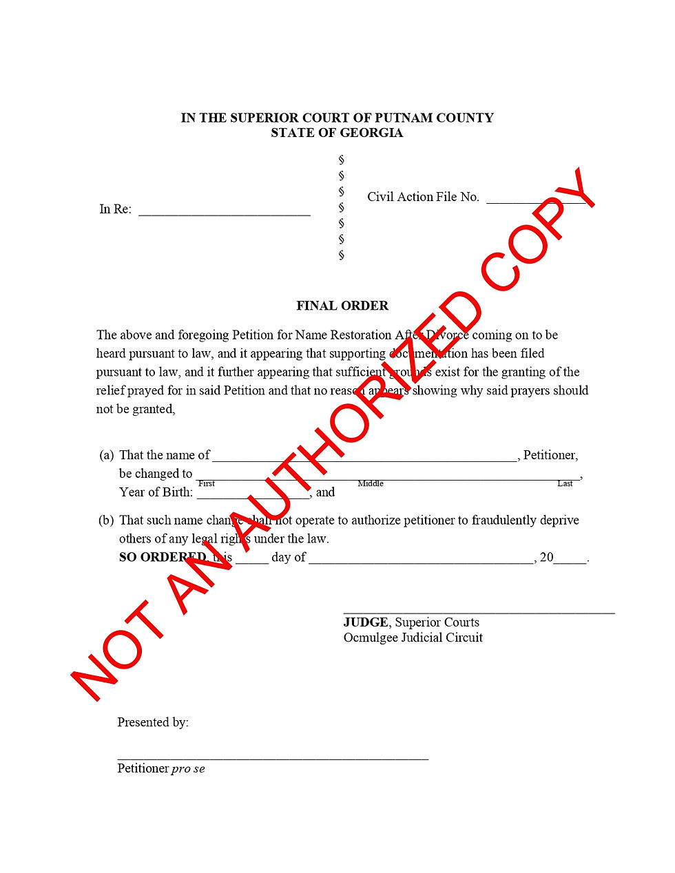 Thumbnail: Petition for Name Restoration After Divorce