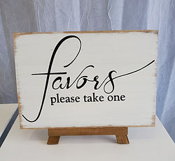 small sign for wedding favors