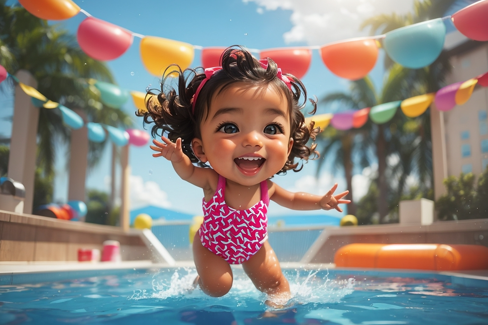 child jumping in pool