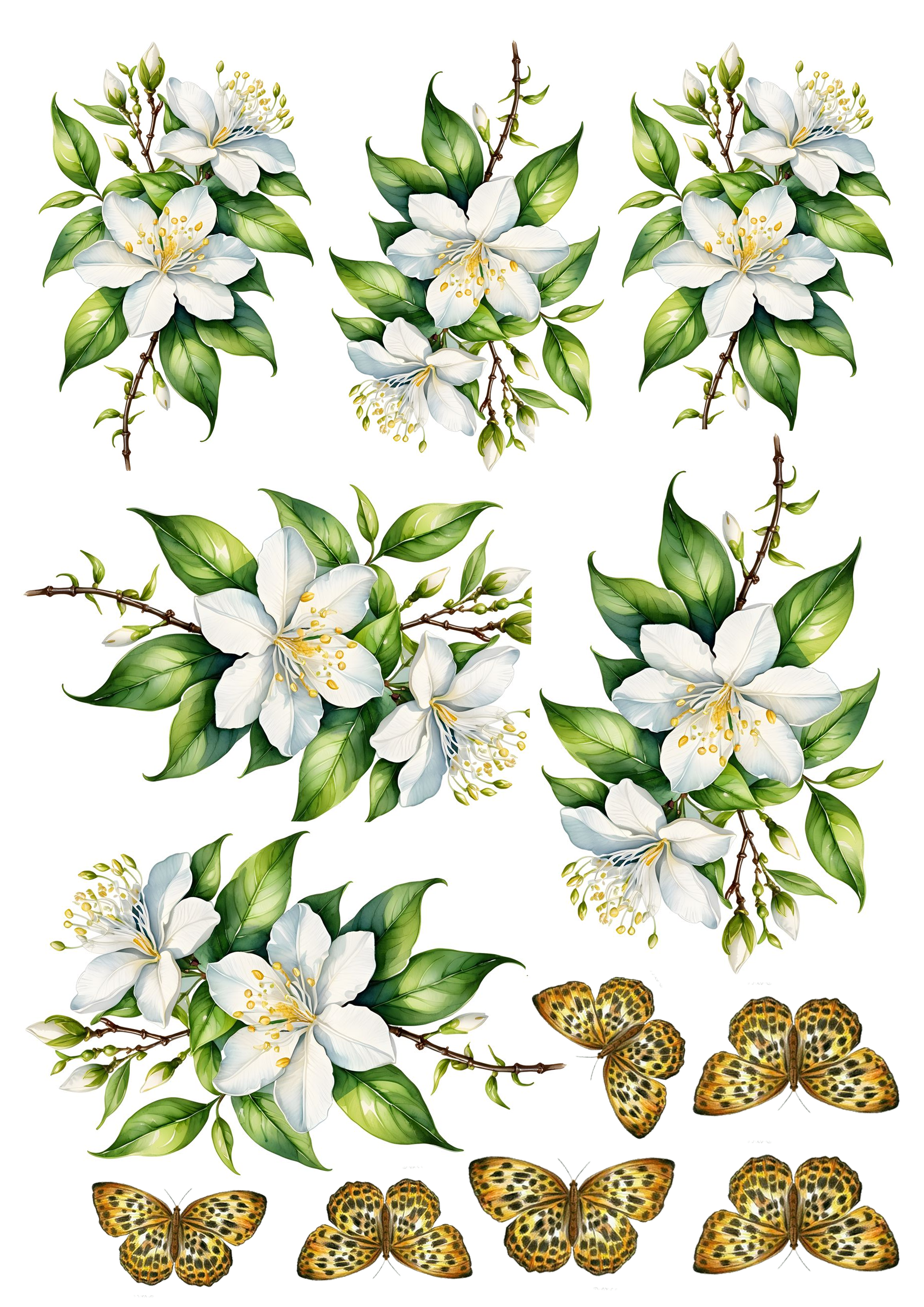 Decalque Flores Brancas