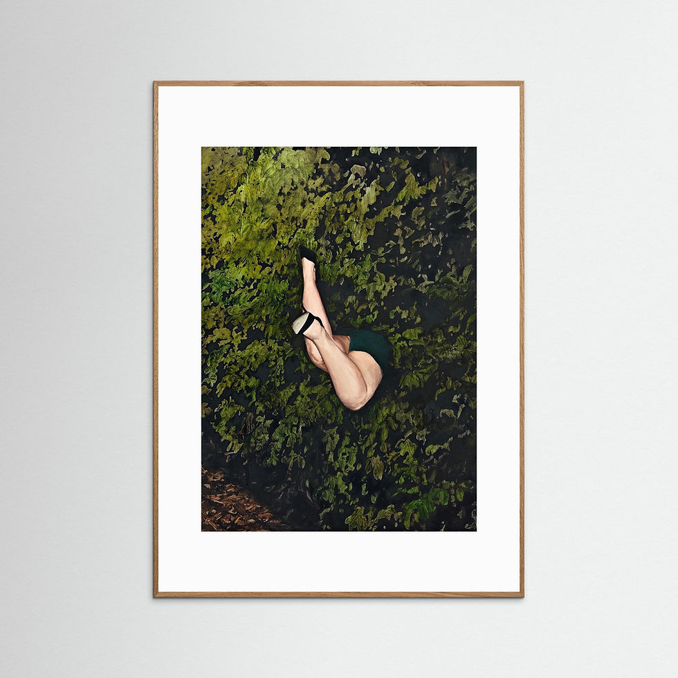 Thumbnail: Back into the hedge-maze, head over heels, framed print with mount