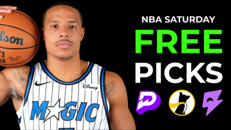 NBA Saturday free picks graphic featuring Orlando Magic player Desmond Bane holding a basketball with bold text reading “Free Picks” for best free NBA picks PrizePicks today, including player props for Tyler Herro, Karl-Anthony Towns and Tyrese Maxey