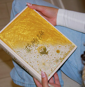 Customized resin Bible inspired by the verse Matthew 6:30. Floral bible. Hand-customized Bible. Gift bible. Gold bible.