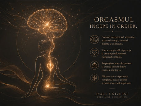 Orgasmul începe în creier- ilustrație despre legătura dintre creier, corp și experiența orgasmului