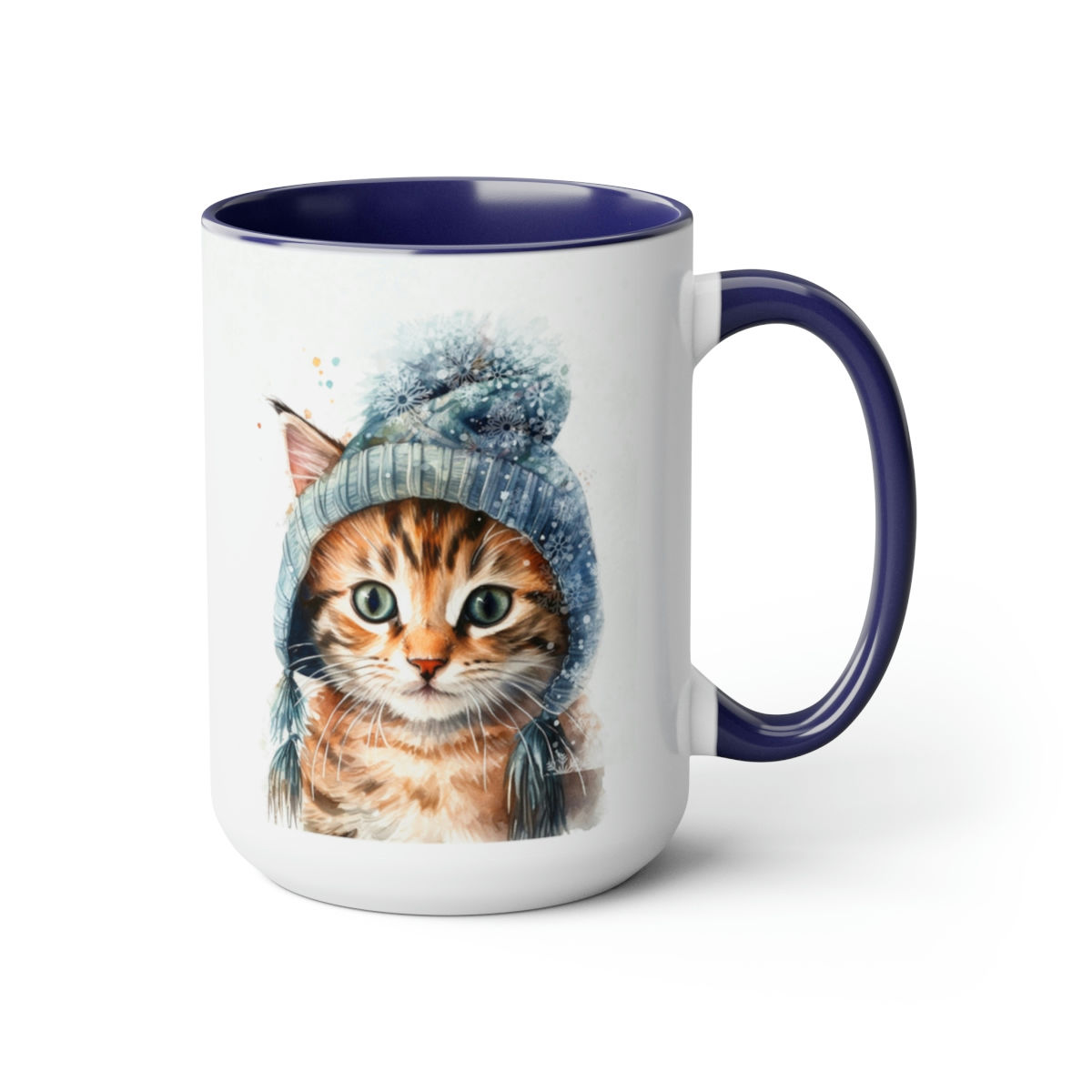 Winter Kitty Portrait Mugs, 15oz
