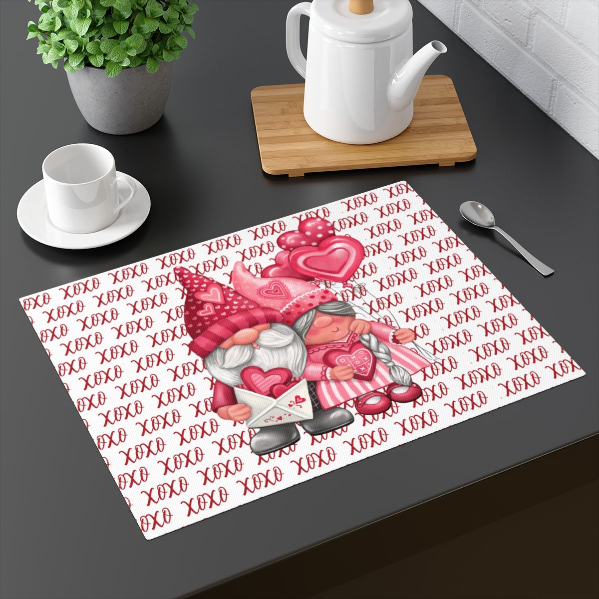 XOXO Valentine Gnome Placemat 1pc