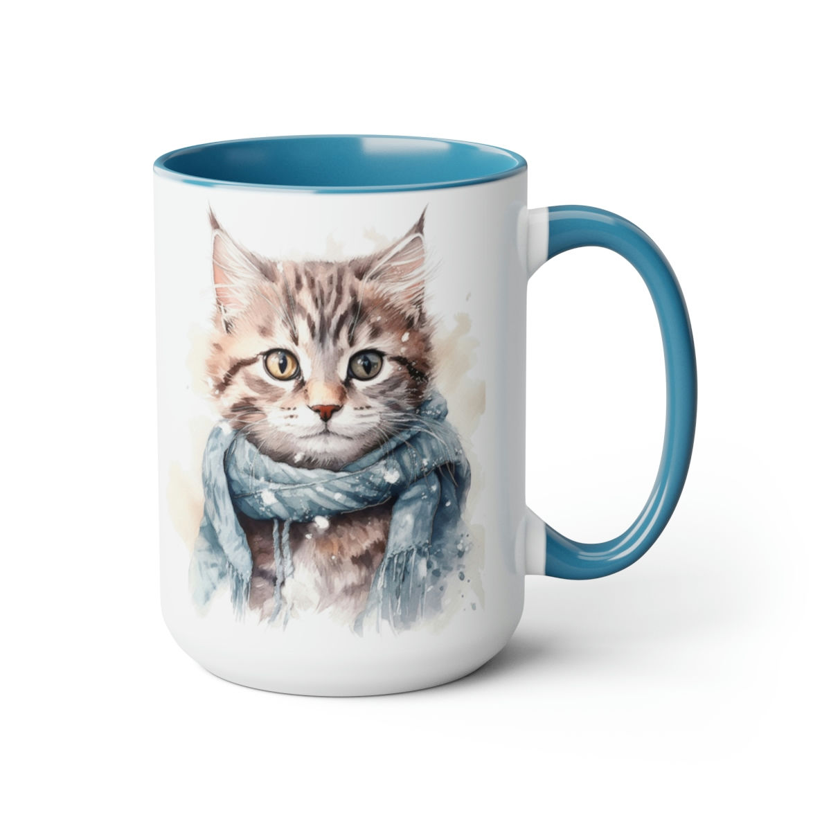 Kitten In Blue Mugs, 15oz