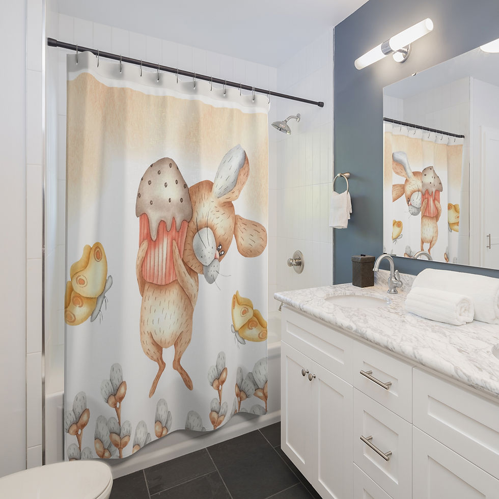 Thumbnail: Hoppy Easter Polyester Shower Curtain