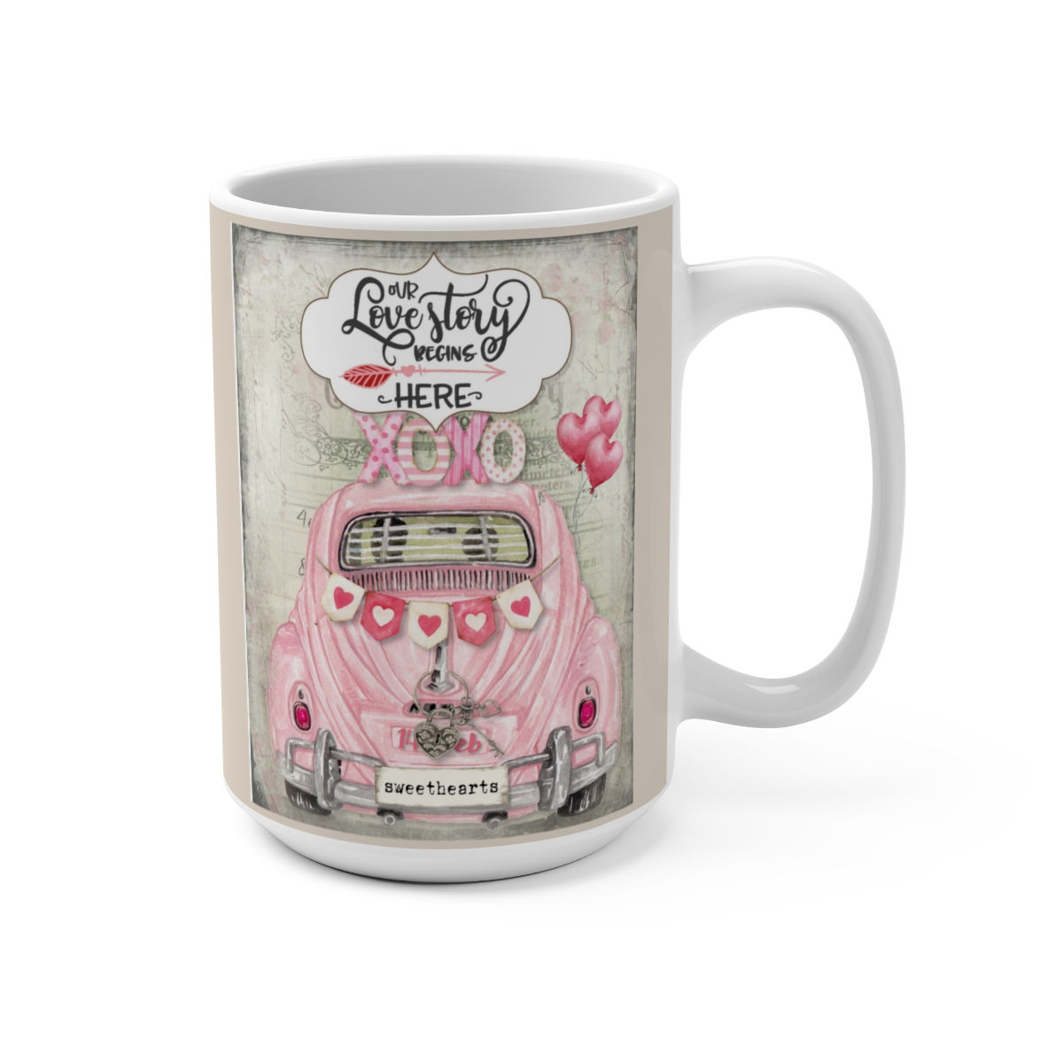 Our Love Story Begins Here Valentine Mug 15oz