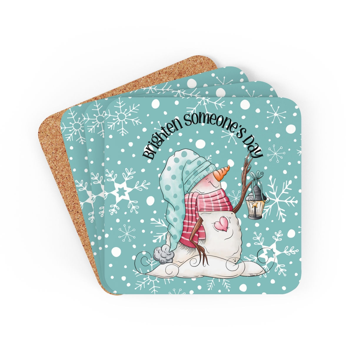 Brighten Someone's Day Corkwood Coaster Set