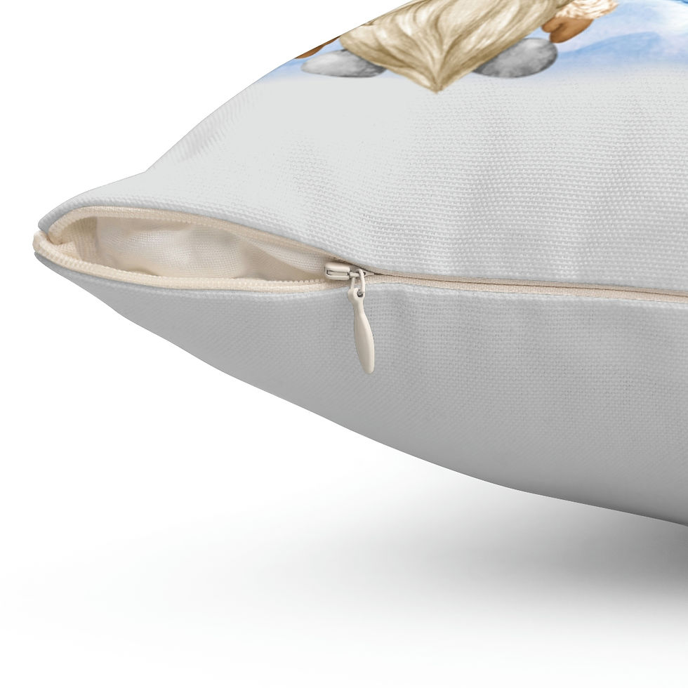 Thumbnail: Sledding Gnomes Spun Polyester Square Pillow