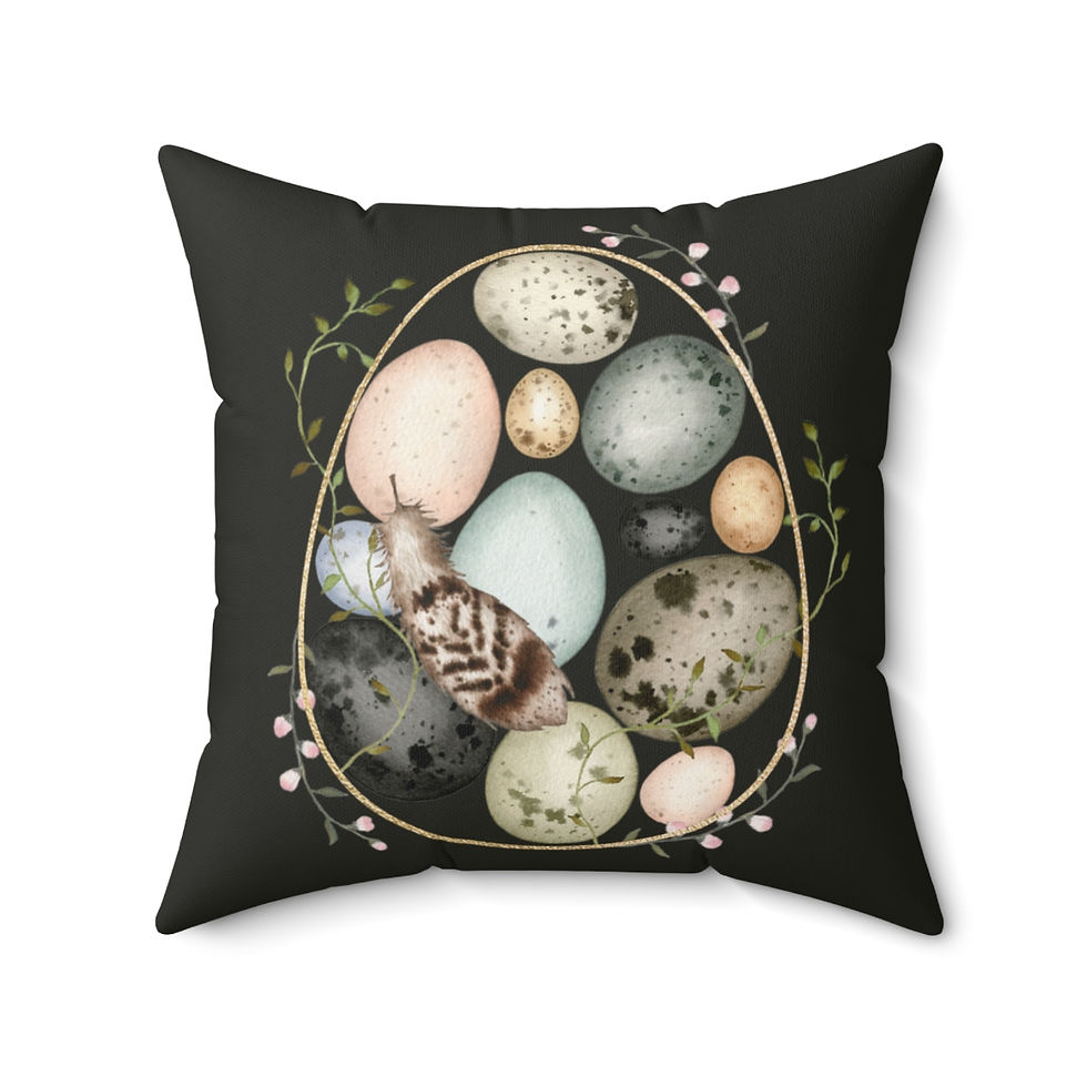 Thumbnail: Boho Easter Spun Polyester Square Pillow