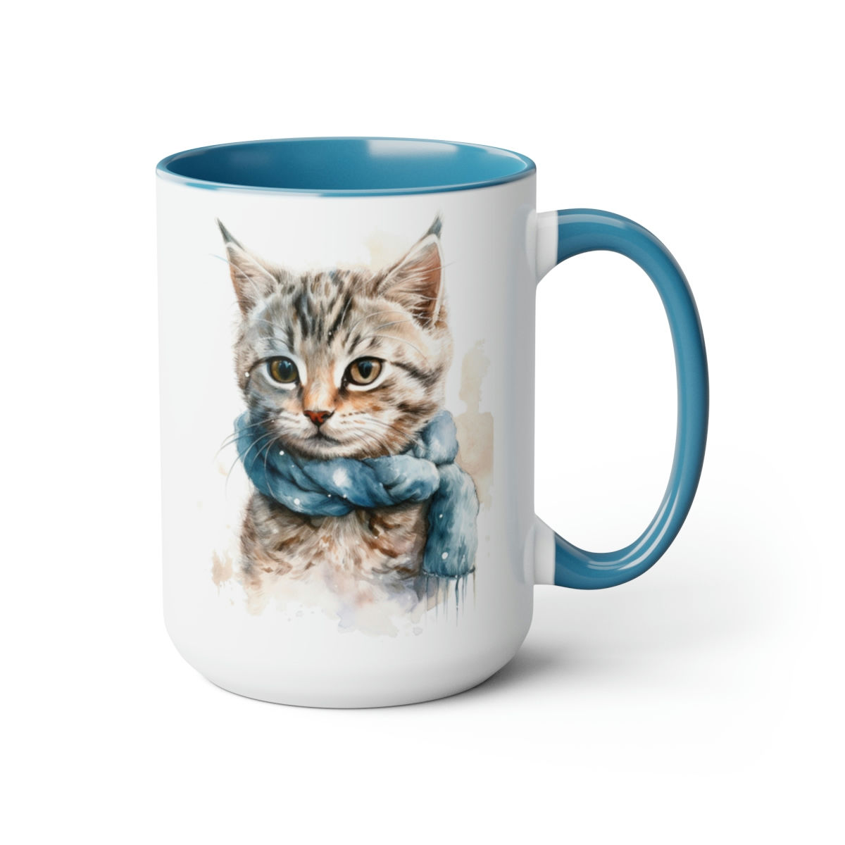 Kitten In Blue II Mugs, 15oz