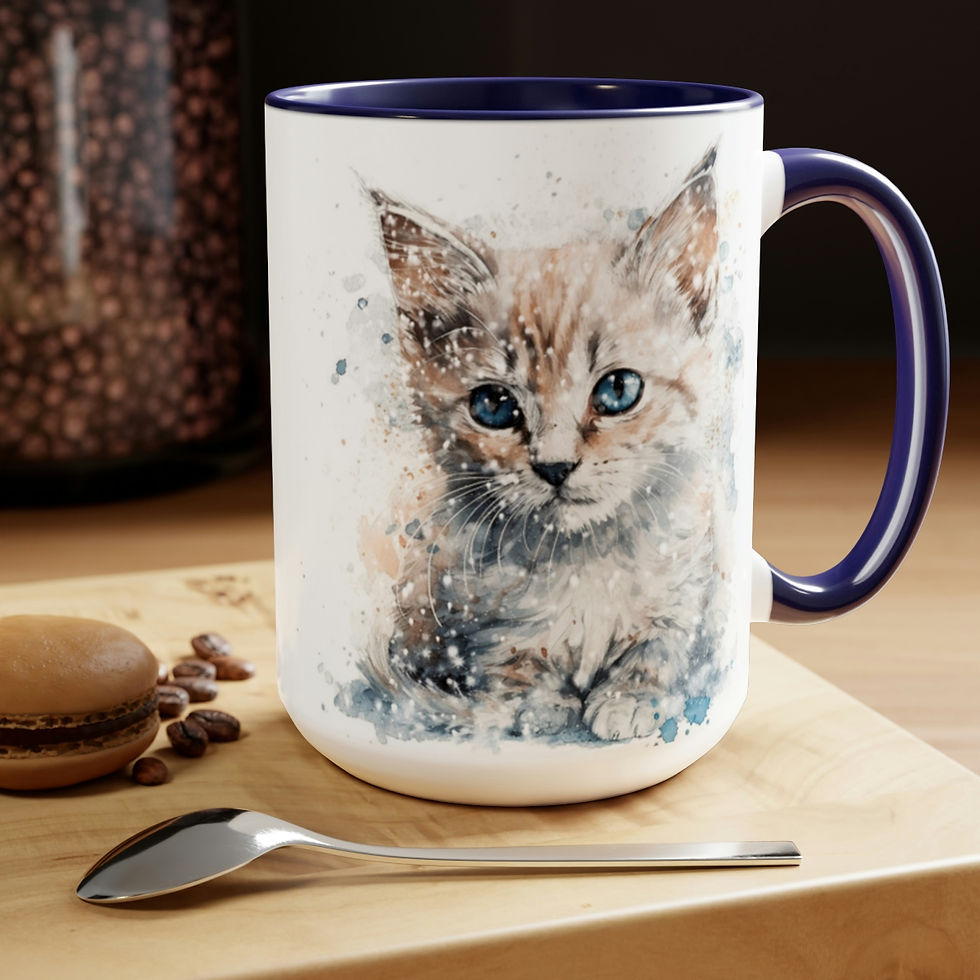 Thumbnail:  Snowy Kitty Mugs, 15oz