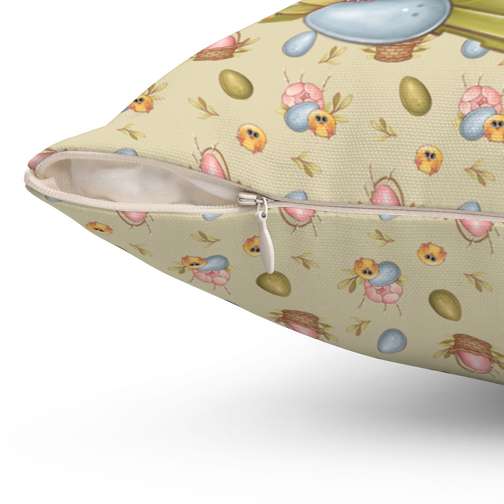 Thumbnail: Sweet Bunny With His Peeps Spun Polyester Square Pillow