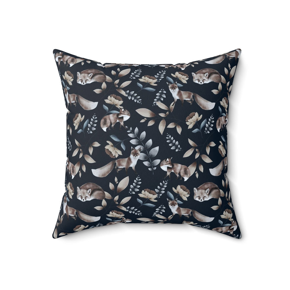 Thumbnail: Copy of Winter Tale Fox and Leave Spun Polyester Square Pillow
