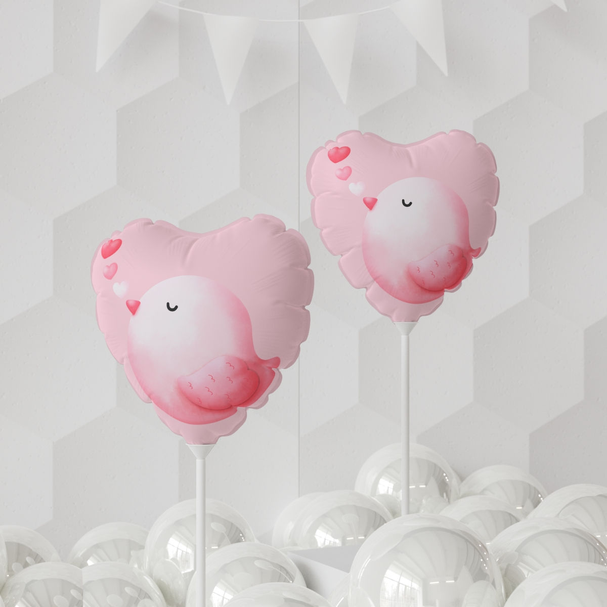 Love Bird Balloon (Round and Heart-shaped), 11"