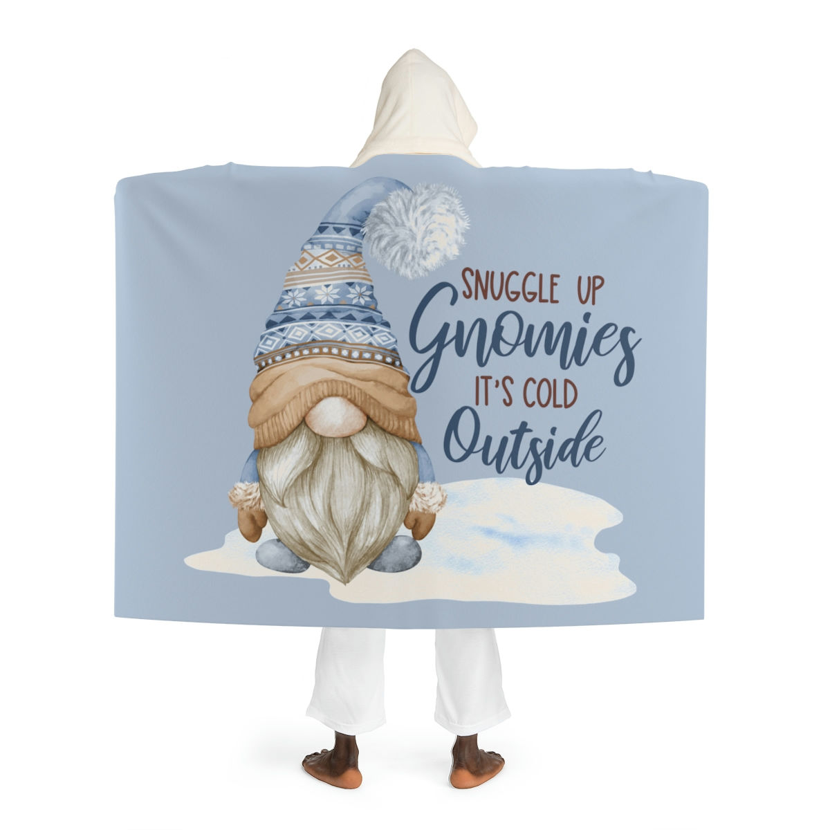 Snuggle Up Gnomies Hooded Sherpa Fleece Blanket