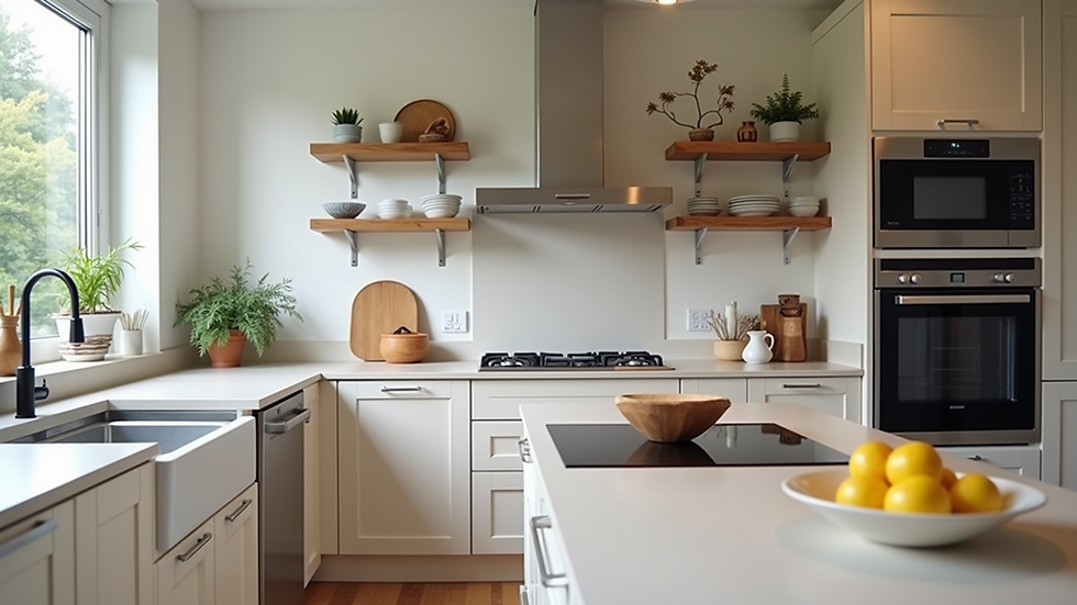 Eye-level view of a beautifully renovated kitchen with modern appliances and an open layout