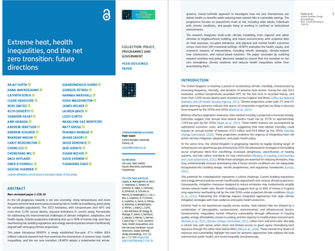 Publication: Extreme Heat, Health Inequalities, and the Net Zero Transition: Future Directions - in ECEEE 2026 Summer Study Proceedings