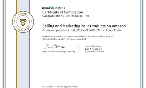 Certificate Of Completion - Linkedin Learning - Selling and Marketing Your Products on Ama